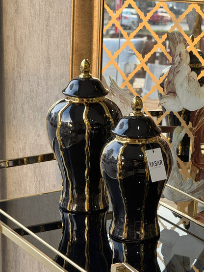 Nocturne Seramik Küp Kapaklı Vazo Set