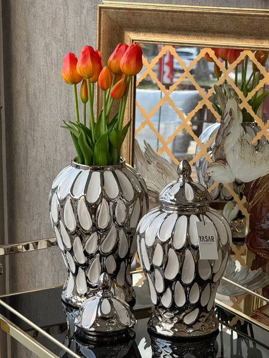 Aurum Seramik Küp Kapaklı Vazo Set