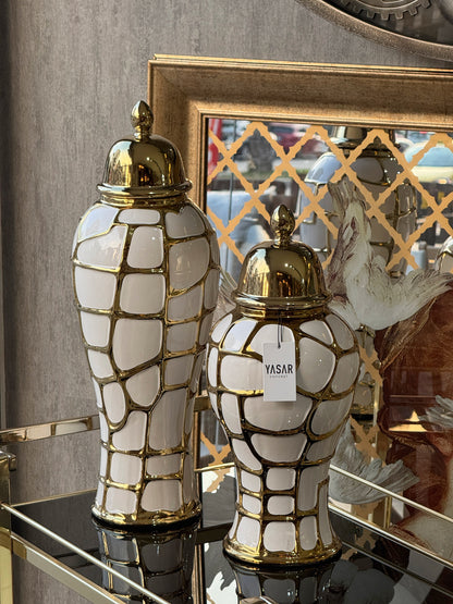 Velours Seramik Küp Kapaklı Vazo Set