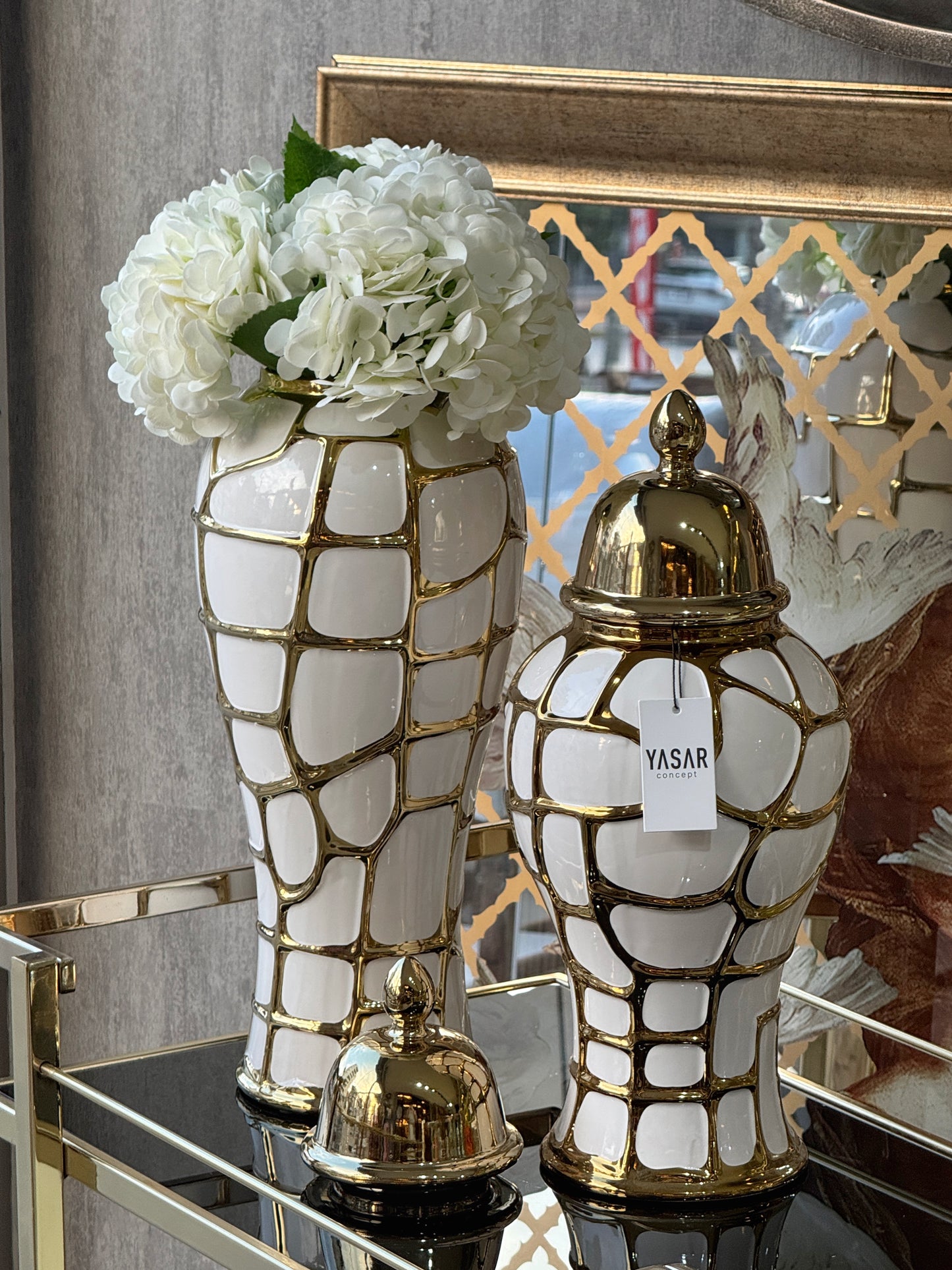 Velours Seramik Küp Kapaklı Vazo Set