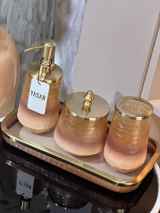 Lucerna Pirinç ve Cam Banyo Seti 4 Parça