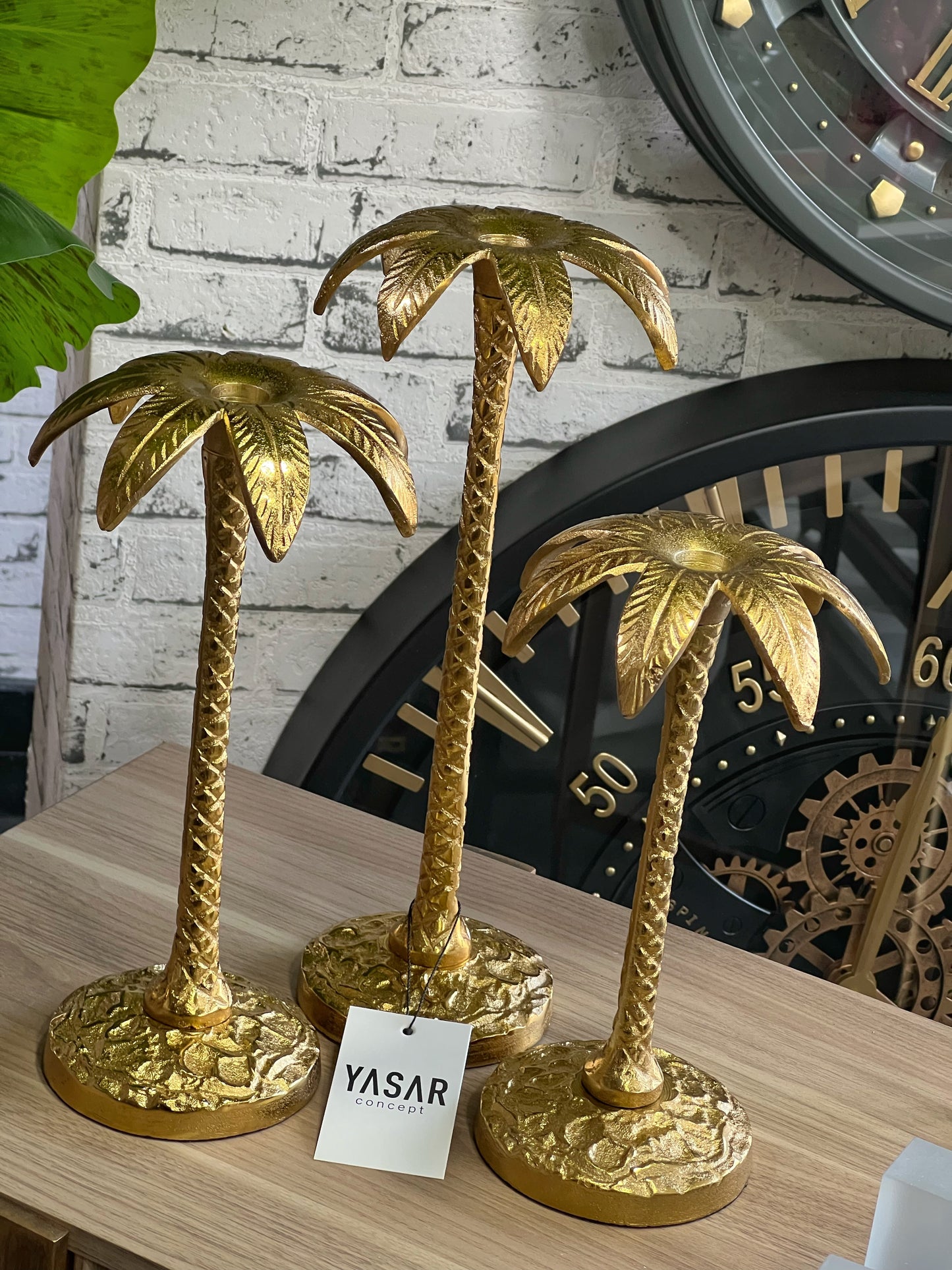 3'Lü Palmarin Palmiye Mumluk Gold