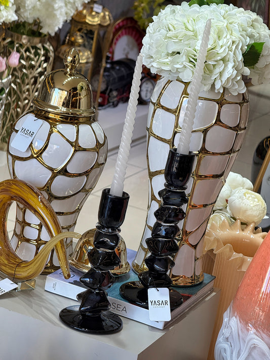 Formica Cam Mumluk Set Siyah