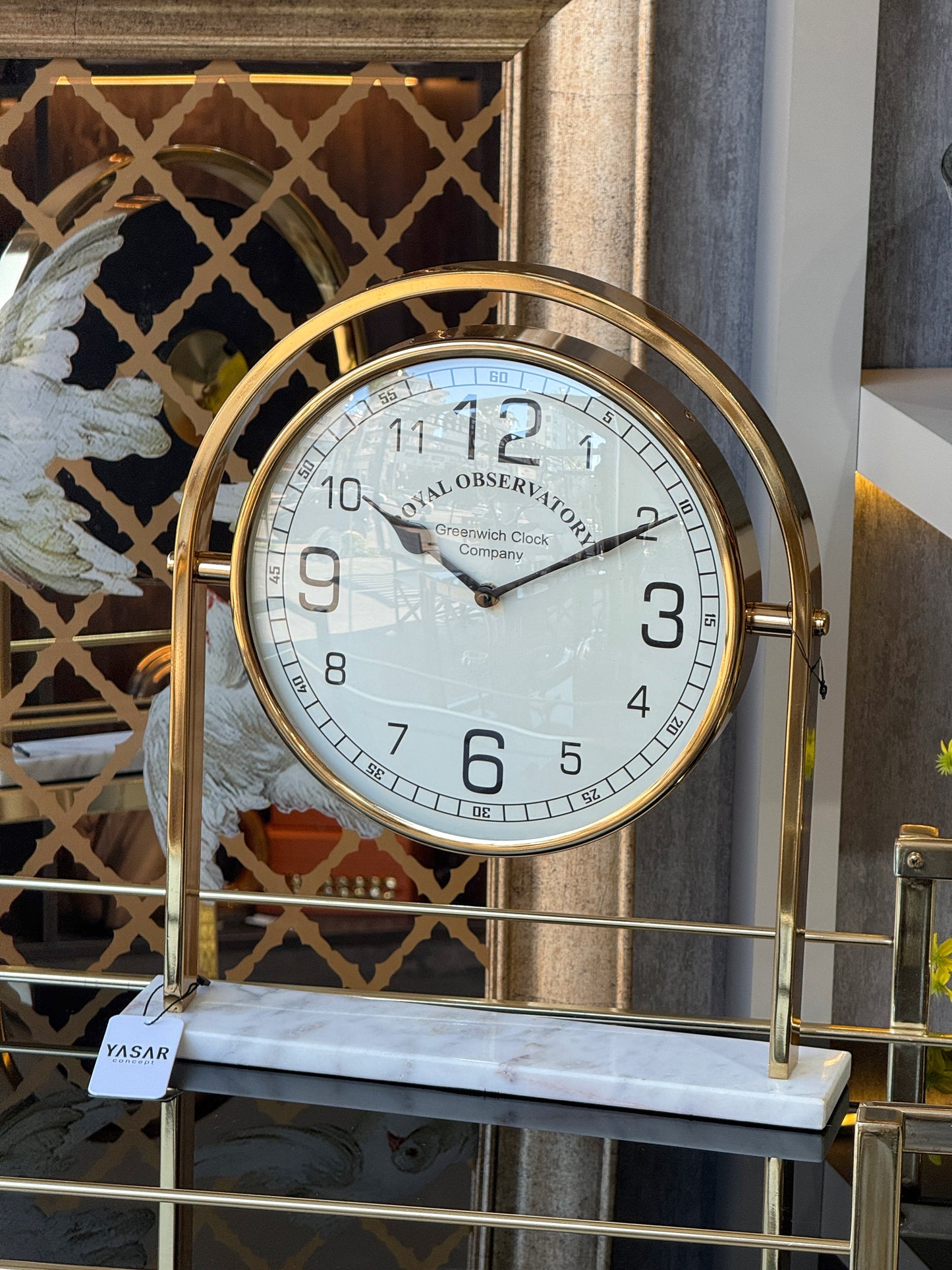 Aeternis Metal Masa Saati 36x40 Cm Gold