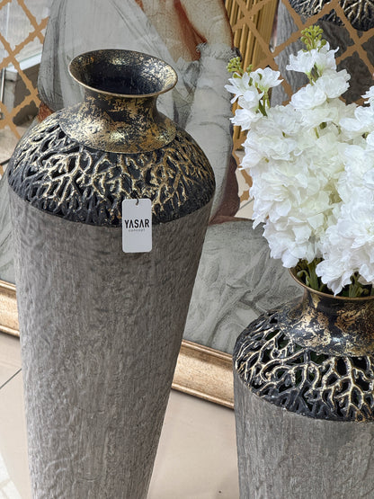 Elvion Metal Yer Vazosu Set Gri