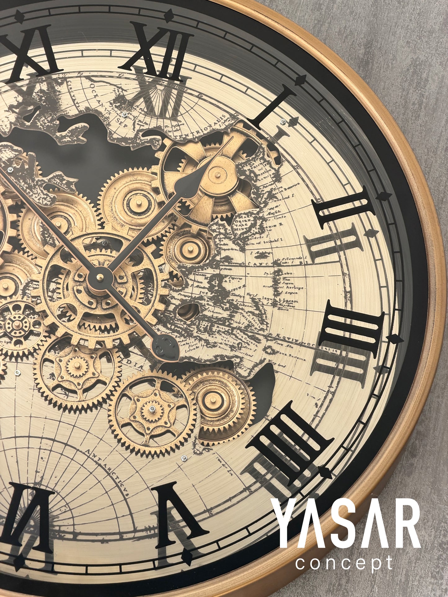 Lilumap Metal Çarklı Duvar Saati 60 Cm