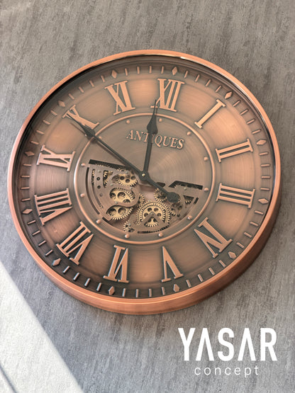 Antiques Metal Çarklı Duvar Saati Rose 60 Cm