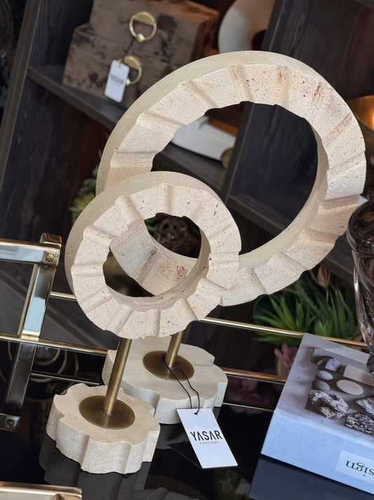 Lunorbis Dekoratif Disk Obje Set Traverten Mermer