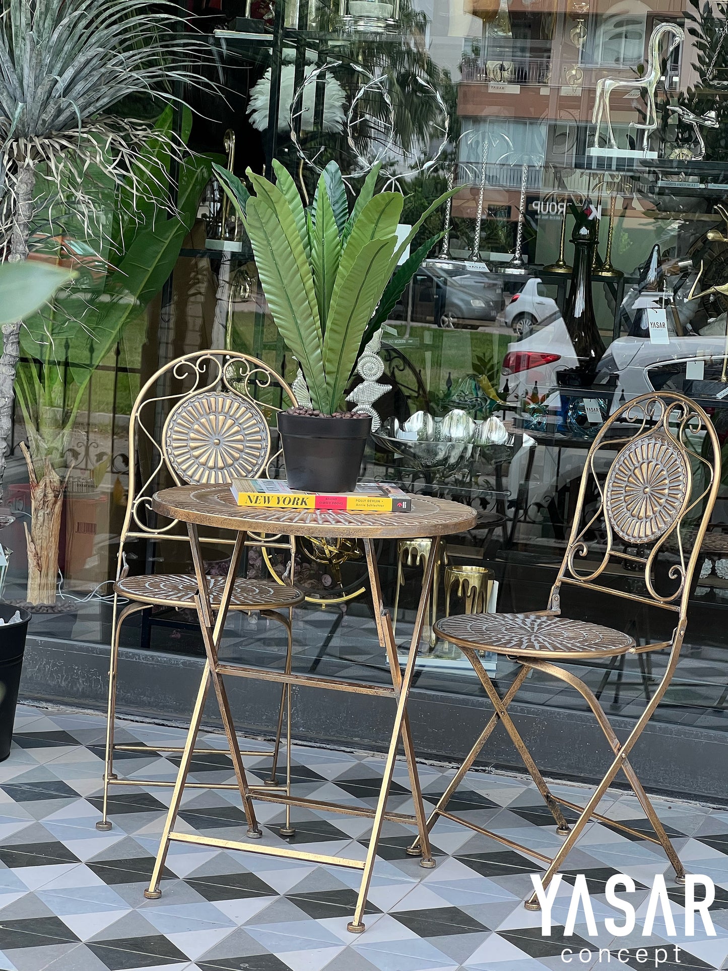 Ornamenta Ferforje Masa Sandalye Takımı Gold