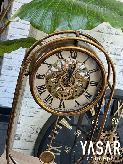 Horlium Metal Çarklı Masa Saati 28x58 Cm