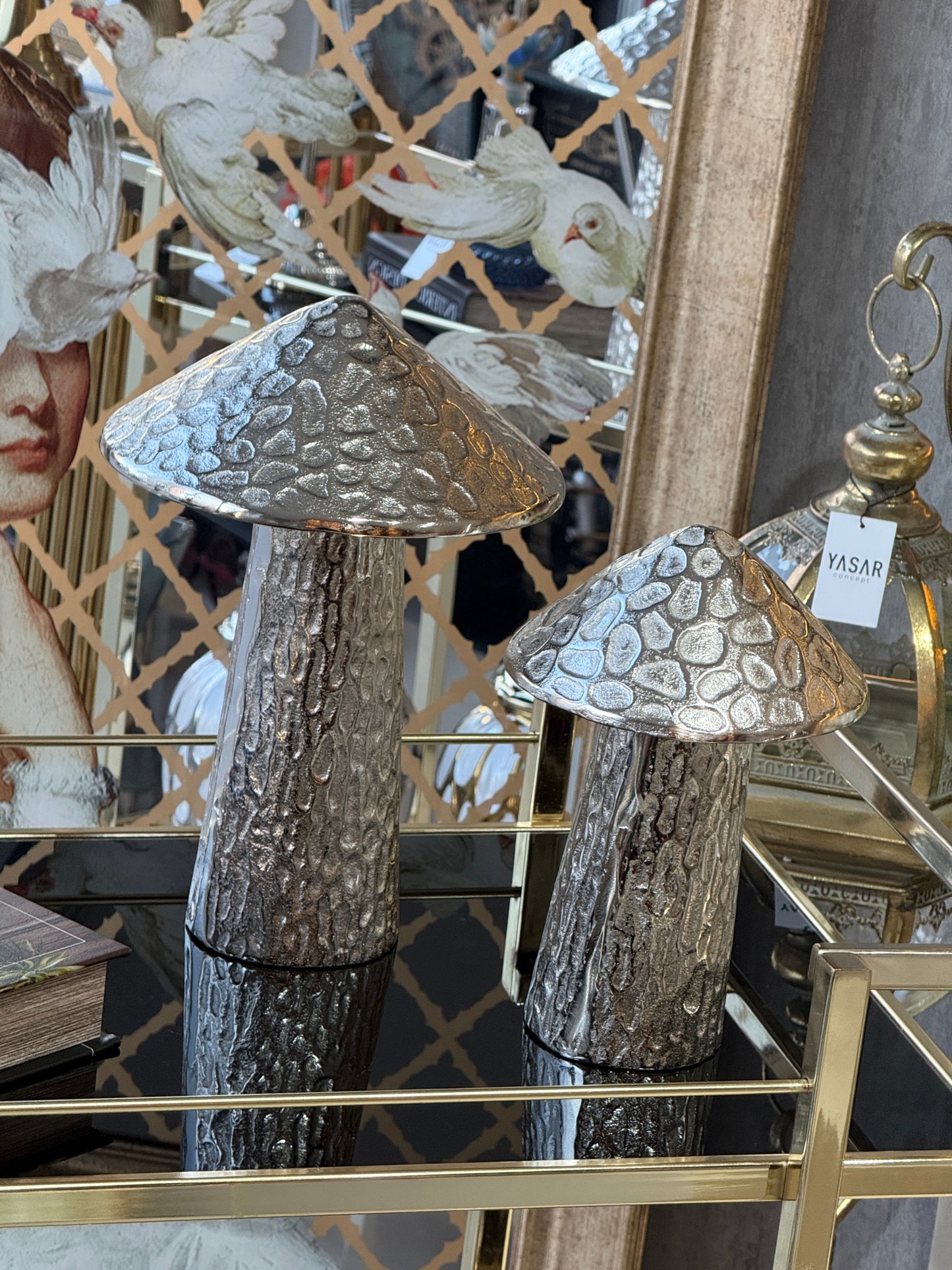 Dekoratif Mantar Obje Set Gümüş