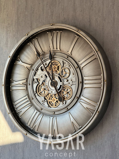 Horvis Metal Çarklı Duvar Saati 80 Cm