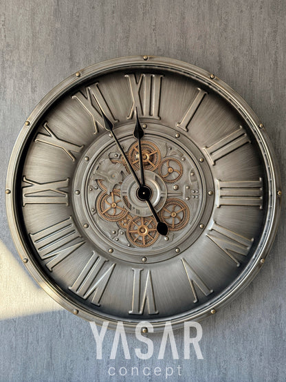 Horvis Metal Çarklı Duvar Saati 80 Cm