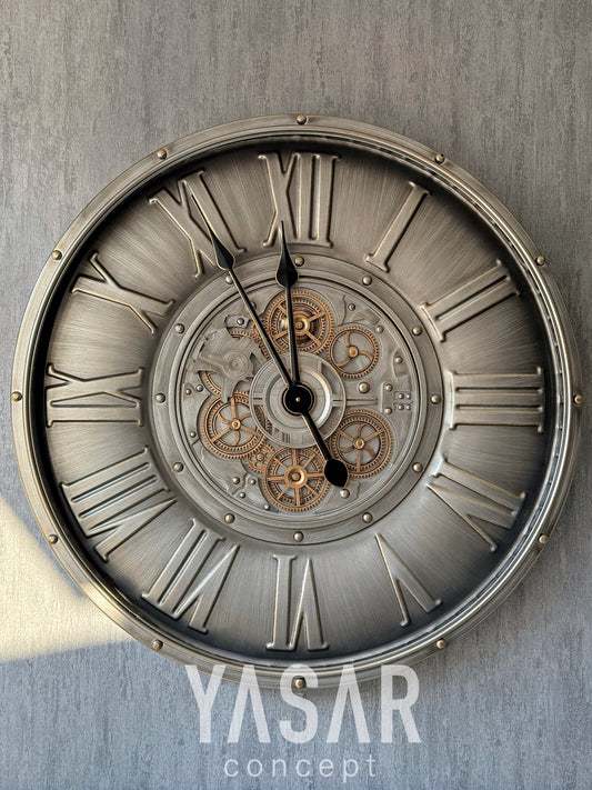 Horvis Metal Çarklı Duvar Saati 80 Cm