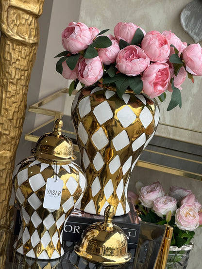 Bellora Seramik Küp Kapaklı Vazo Set