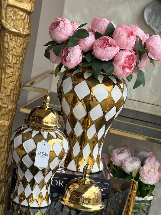 Bellora Seramik Küp Kapaklı Vazo Set