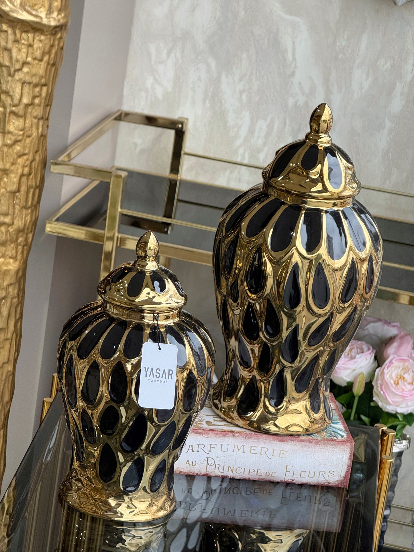 Umbra Seramik Küp Kapaklı Vazo Set Gold