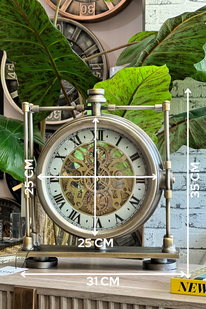 Cogmora Metal Çarklı Masa Saati 31x35 Cm