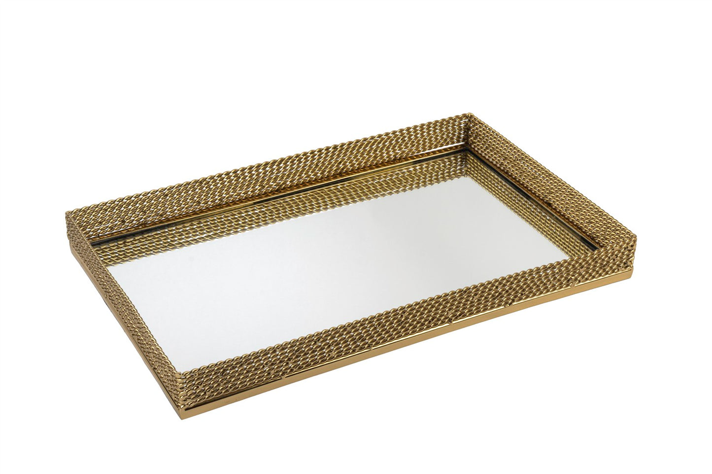 Torsion Aynalı Metal Tepsi 26x41 Cm