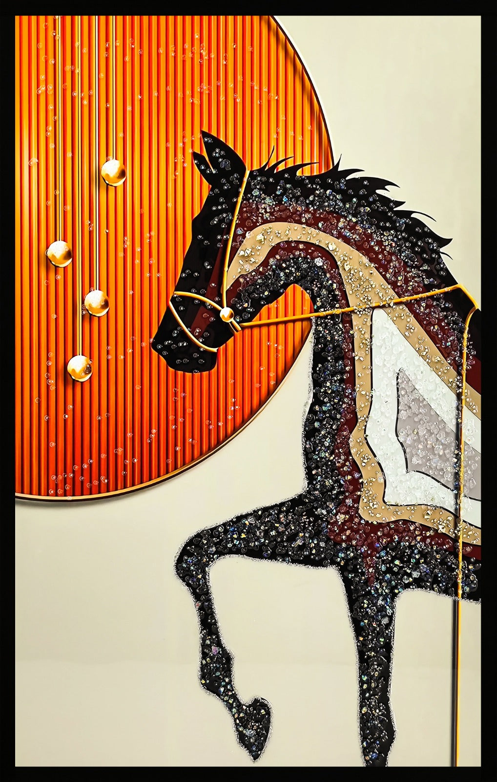 Society Horse Turuncu Atlı Kristal Epoksi Taşlı Reçine Tablo
