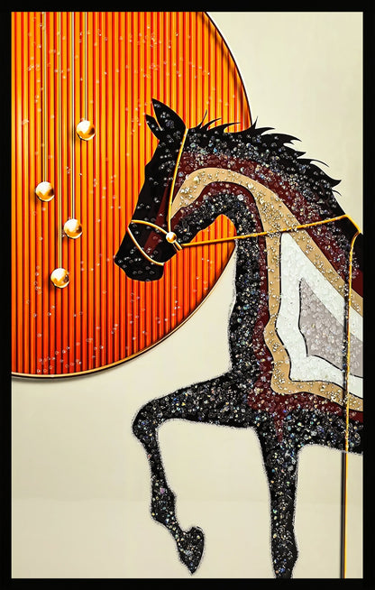 Society Horse Turuncu Atlı Kristal Epoksi Taşlı Reçine Tablo