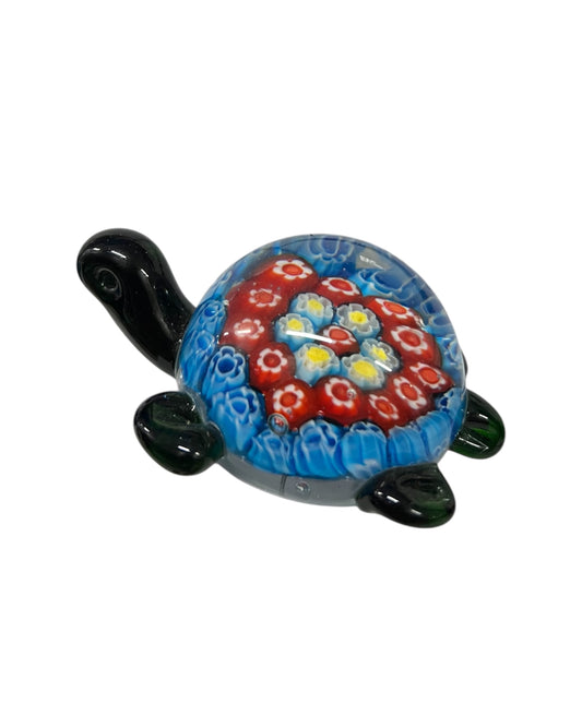 Turtella Cam Kaplumbağa Dekor Mavi Kırmızı