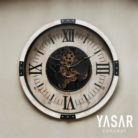 Cogrustico Ahşap Çarklı Duvar Saati 60 Cm