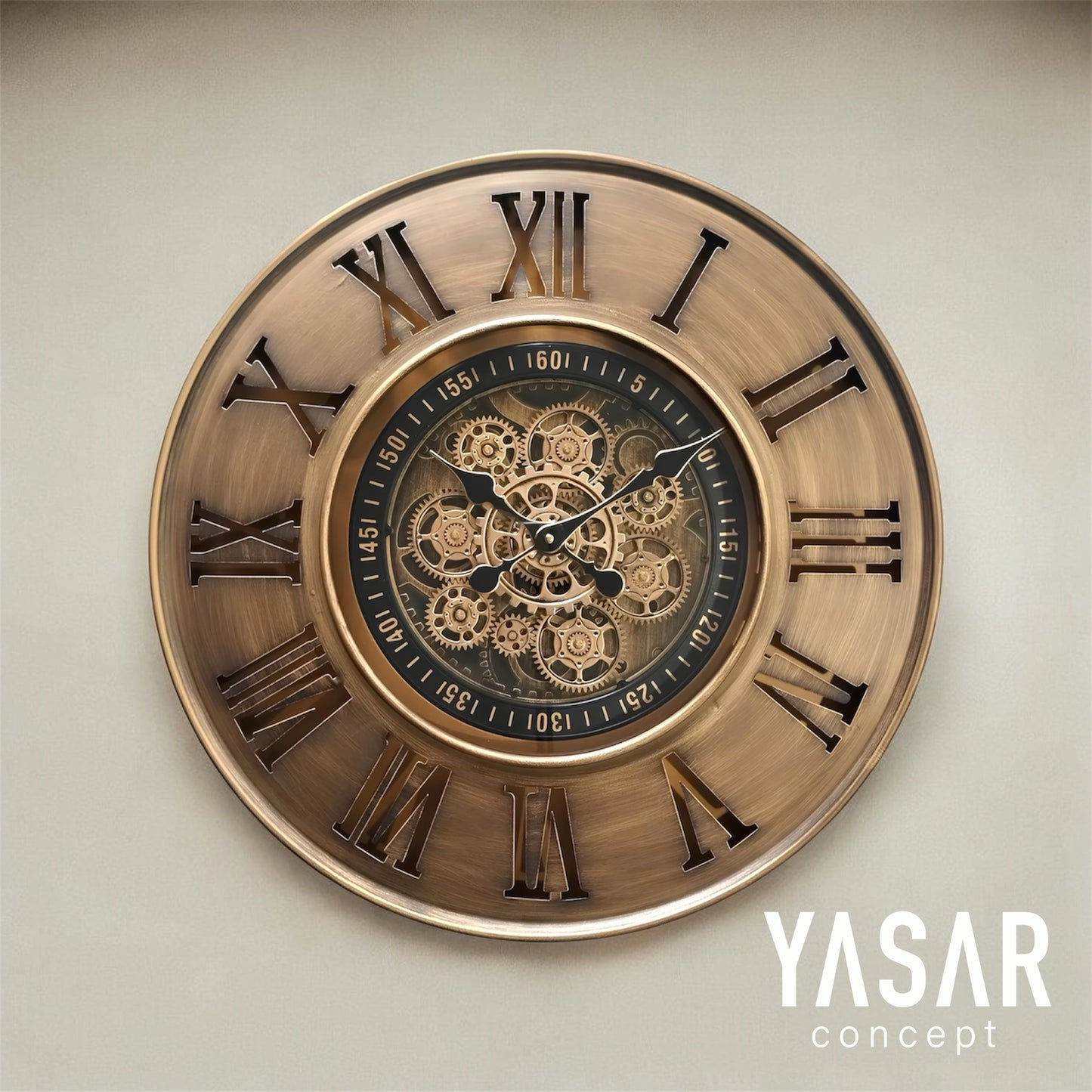 Gearvieilli Metal Çarklı Duvar Saati 60 Cm