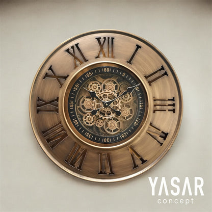 Gearvieilli Metal Çarklı Duvar Saati 60 Cm