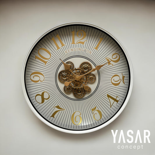 Puretime Metal Çarklı Duvar Saati Beyaz 60 Cm