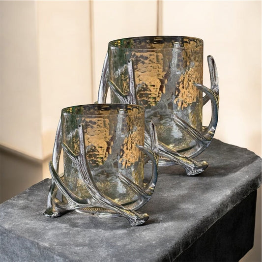 Antaluce Boynuz Detaylı Mumluk Set Gold