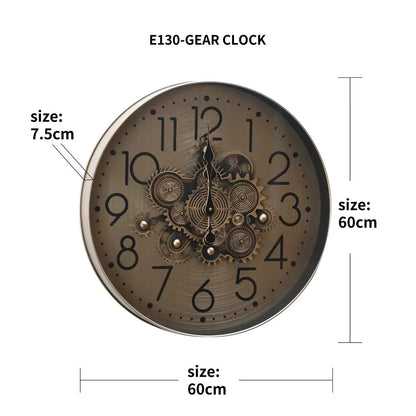 Sterling Metal Çarklı Duvar Saati 60 Cm