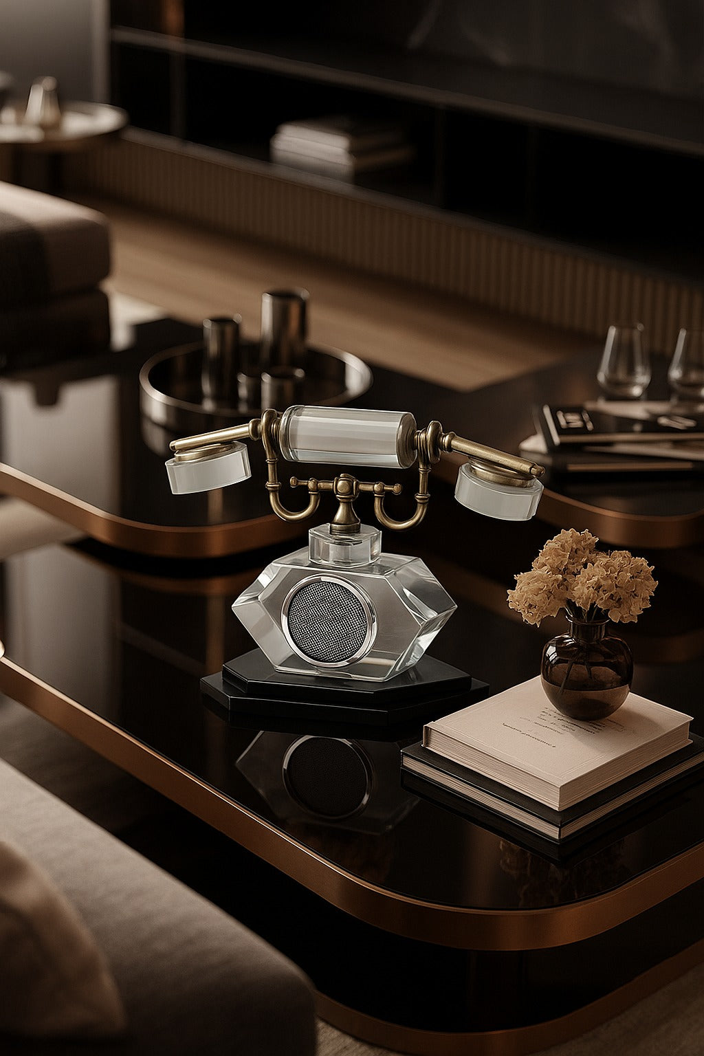 Callique Kristal Cam Dekoratif Telefon Obje 20x22 Cm