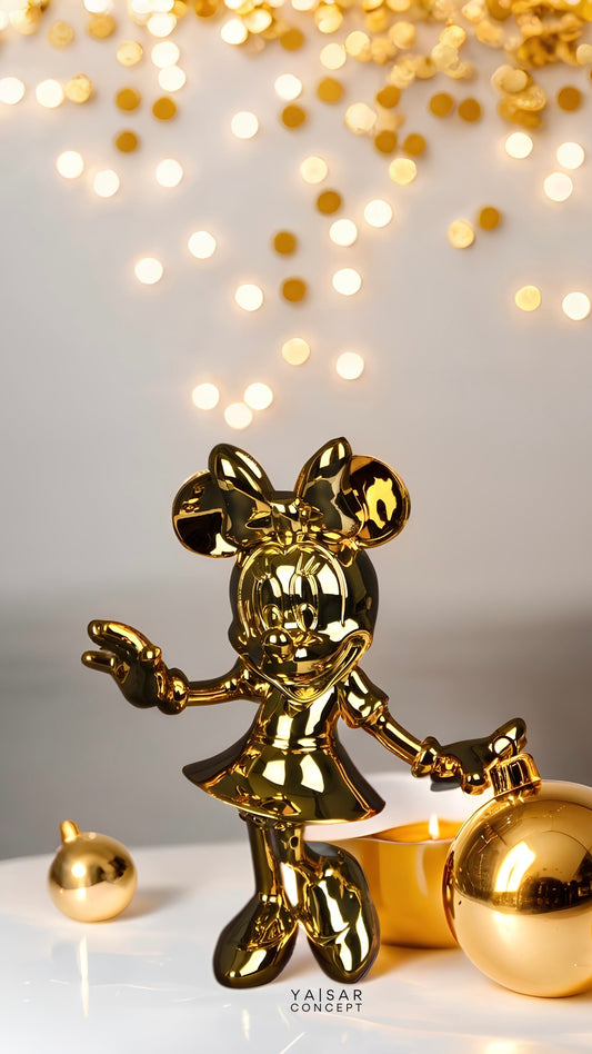 Minnie Mouse Gold Obje Heykel