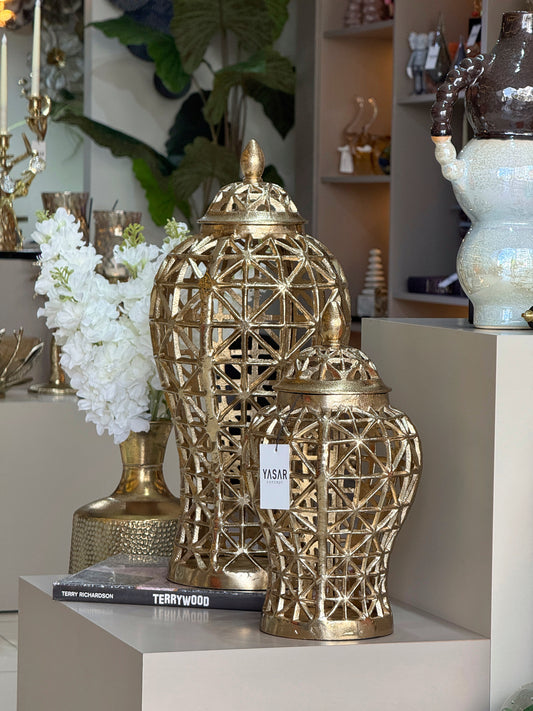 Orifia Metal Delikli Kapaklı Vazo Set