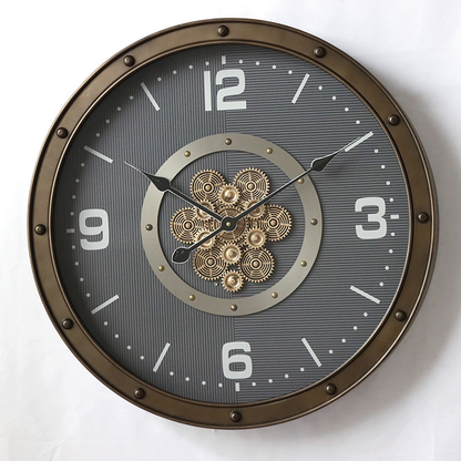 Nocturon Metal Çarklı Duvar Saati 60 Cm