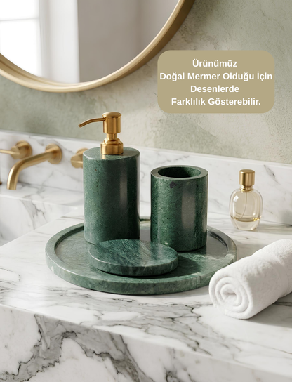 Malachite Mermer Banyo Seti 4 Parça