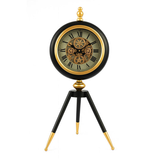 Mecalith Metal Çarklı Tripod Masa Saati 28x65 Cm