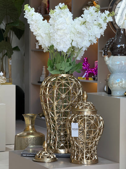 Orifia Metal Delikli Kapaklı Vazo Set