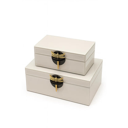 Dralisa Yusufçuk Dekoratif Cam Kutu Set Kırık Beyaz