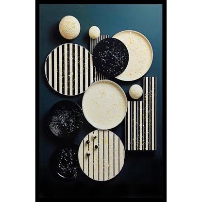 Black White Circle Kristal Epoksi Taşlı Reçine Tablo