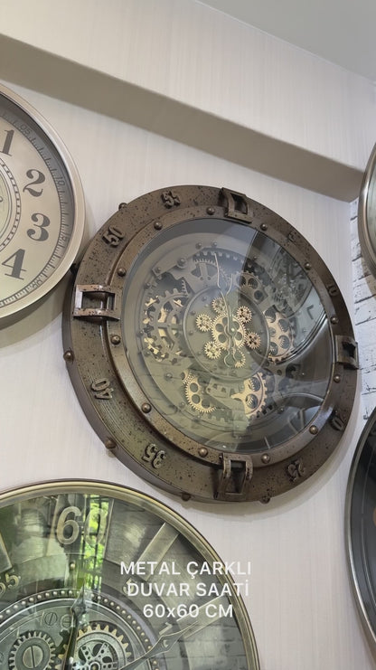Metroniq Metal Çarklı Duvar Saati 60 Cm