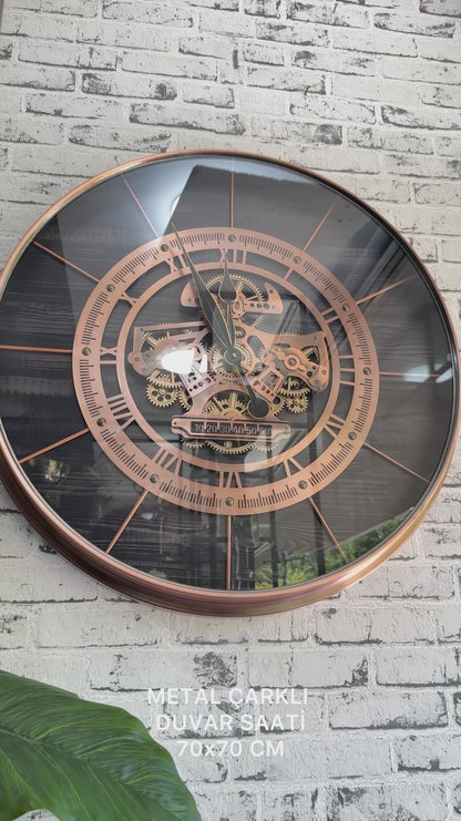 Velrosa Metal Çarklı Duvar Saati 70 Cm