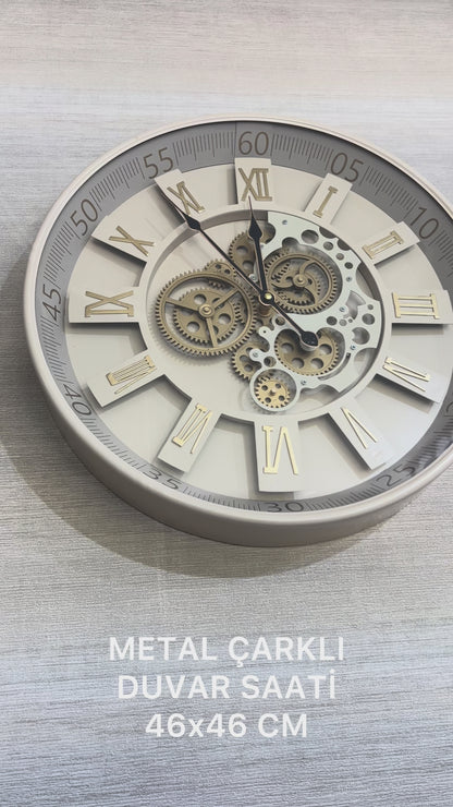 Vanilith Metal Çarklı Duvar Saati 46 Cm