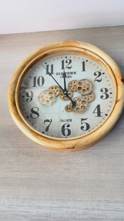Forestime Ahşap Çarklı Duvar Saati 46 Cm