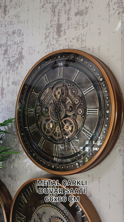 Ferront Metal Çarklı Duvar Saati 66 Cm