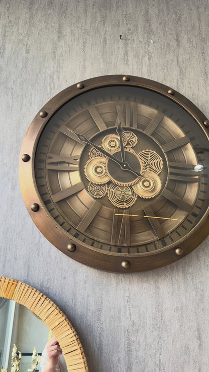 Velmonta Metal Çarklı Duvar Saati 66 Cm