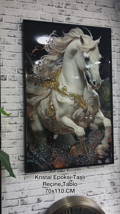 Equessence Atlı Kristal Epoksi Taşlı Reçine Tablo