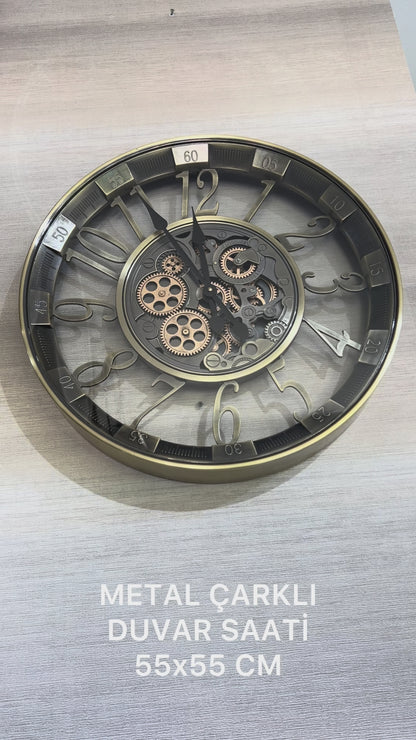 Viacronos Metal Çarklı Duvar Saati 55 Cm