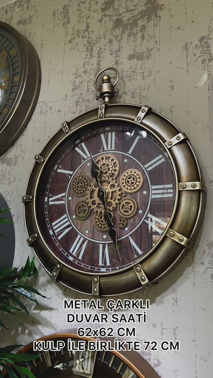 Nostalith Metal Çarklı Duvar Saati 62x77 Cm